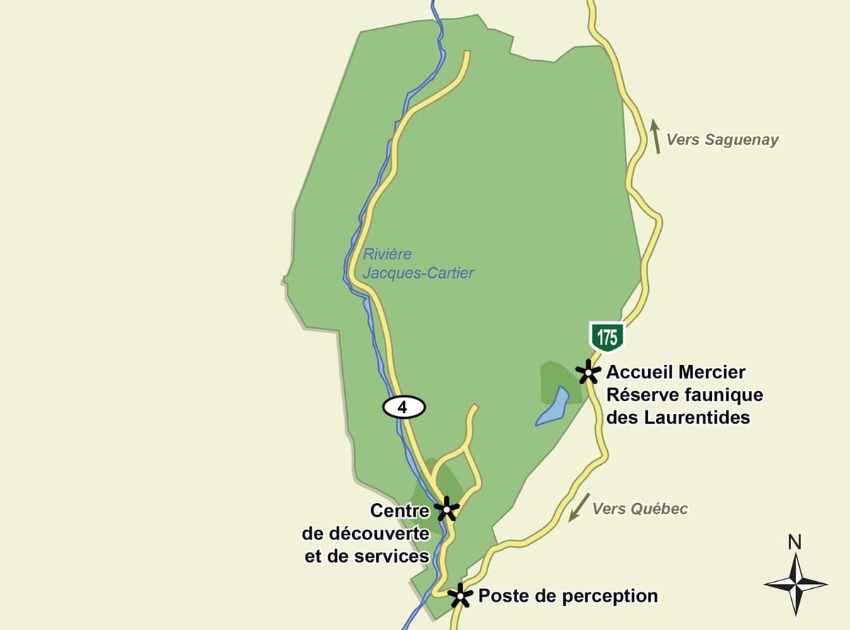 Zemljevid jacques cartier nacionalni park trail