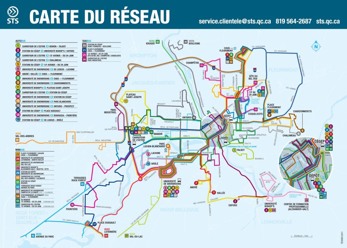Quebec City bus poti zemljevid