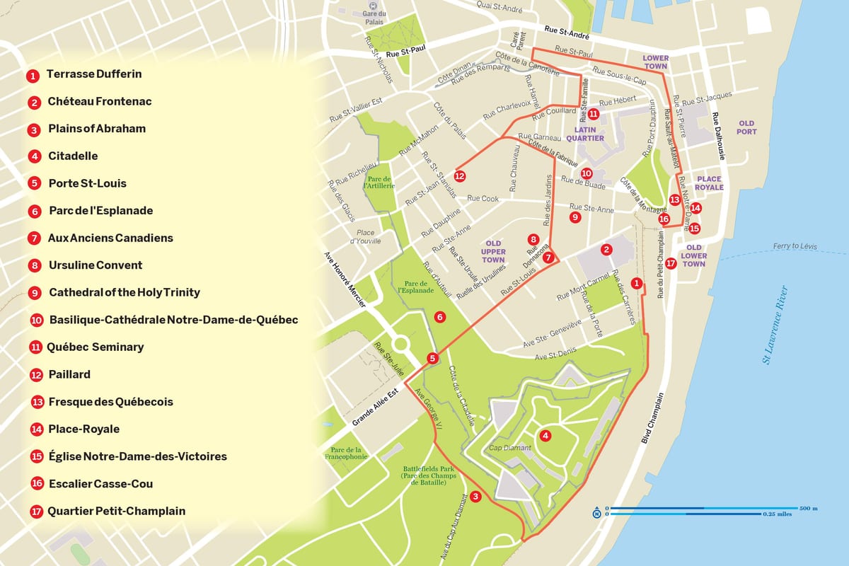 Zemljevid Quebec City hop on hop off