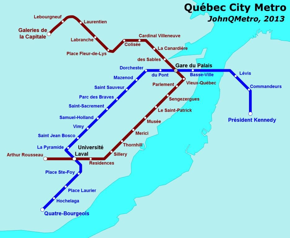 Quebec City zemljevid podzemne železnice