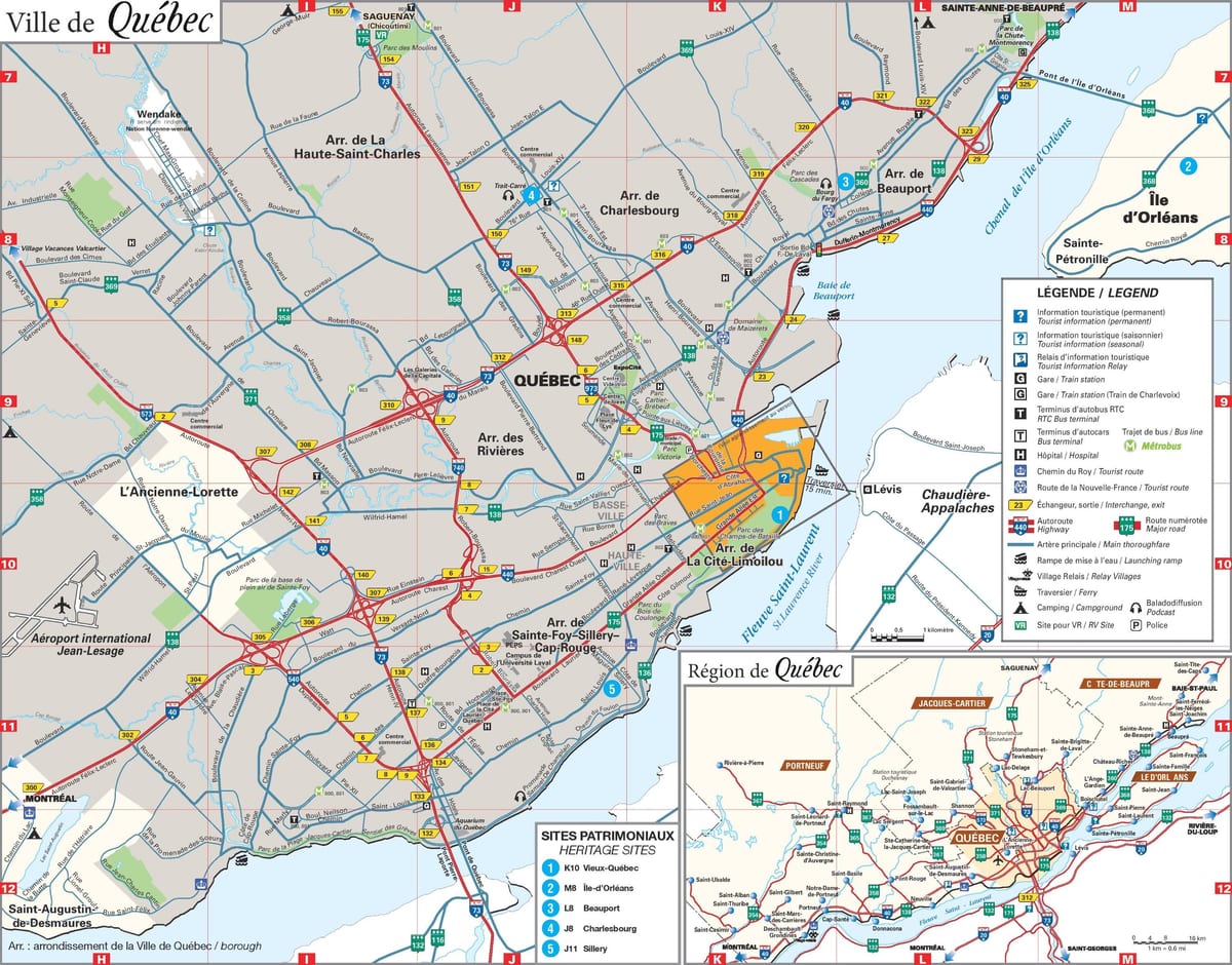 zemljevid Quebec City območju
