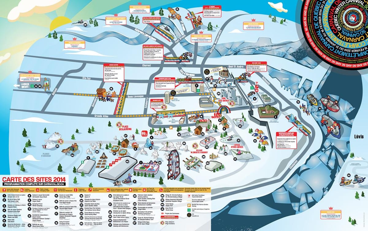 Zemljevid Quebec zimski karneval