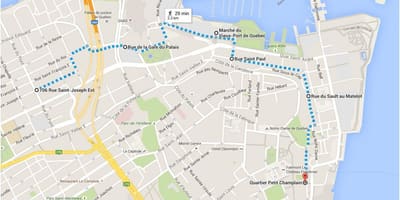 Zemljevid Quebec City nižja mesta