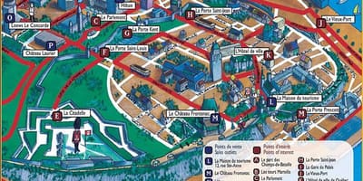 Quebec znamenitosti na zemljevidu
