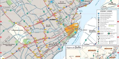 Zemljevid Quebec City območju