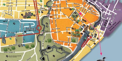 Stari Quebec City znamenitosti na zemljevidu